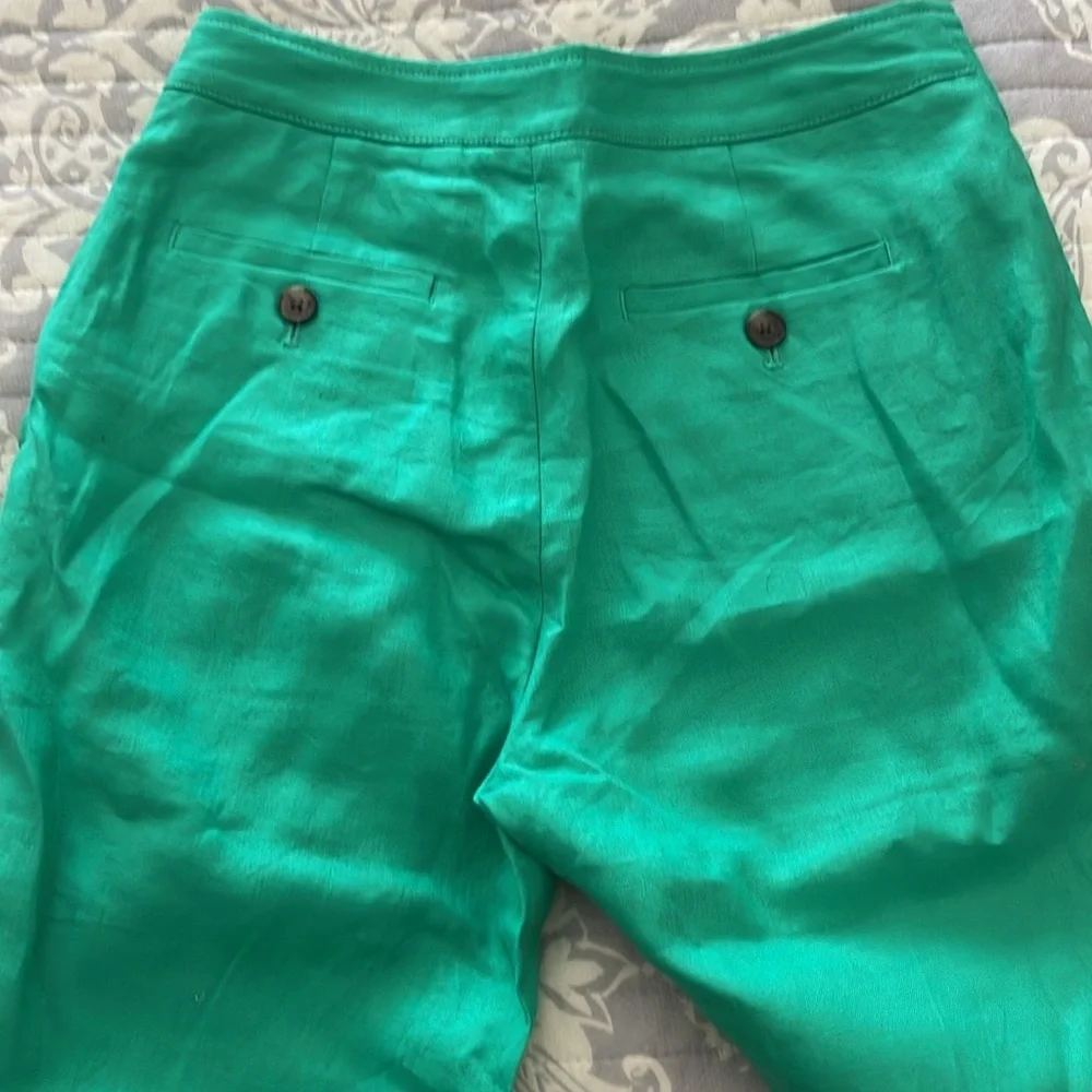 Banana Republic Linen Tailored Wide Leg High Rise Pants in Green Size 2 - Picture 4 of 9